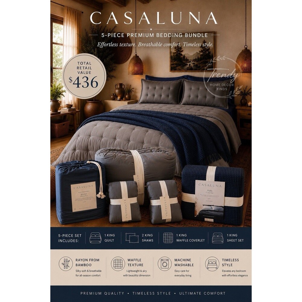 BUNDLE Casaluna King Bamboo Quilt Set| Coverlet | Bamboo Sheet Set Deal!!